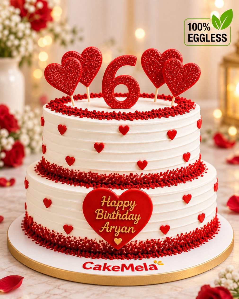 Red Velvet Heart Theme Birthday Cake ❤️