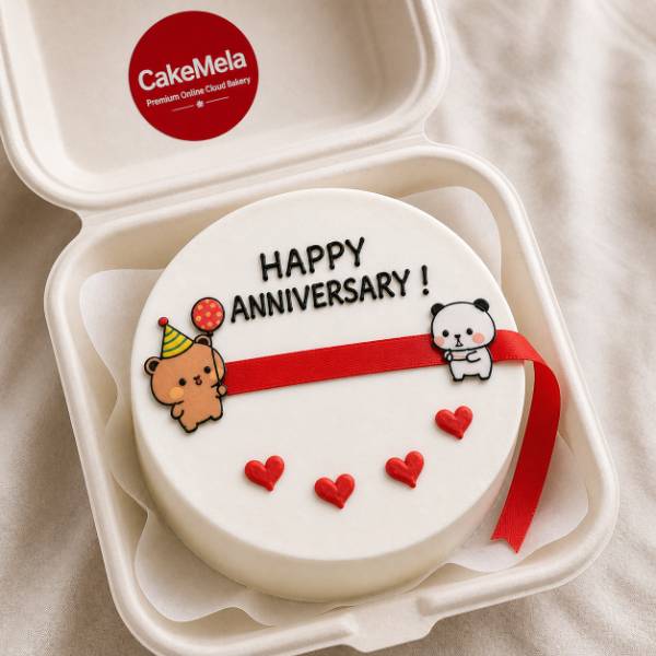 Anniversary Fondant Ribbon Bento Cake
