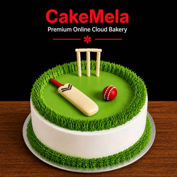 2 Pound Cricket Theme Cream Cake
